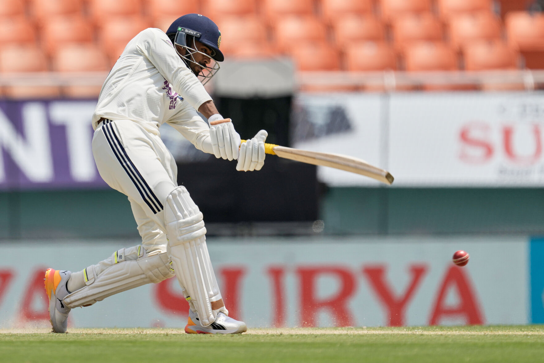 Manav Suthar celebrates taking his debut Test wicket against Afghanistan in New Chandigarh, June 7 2026