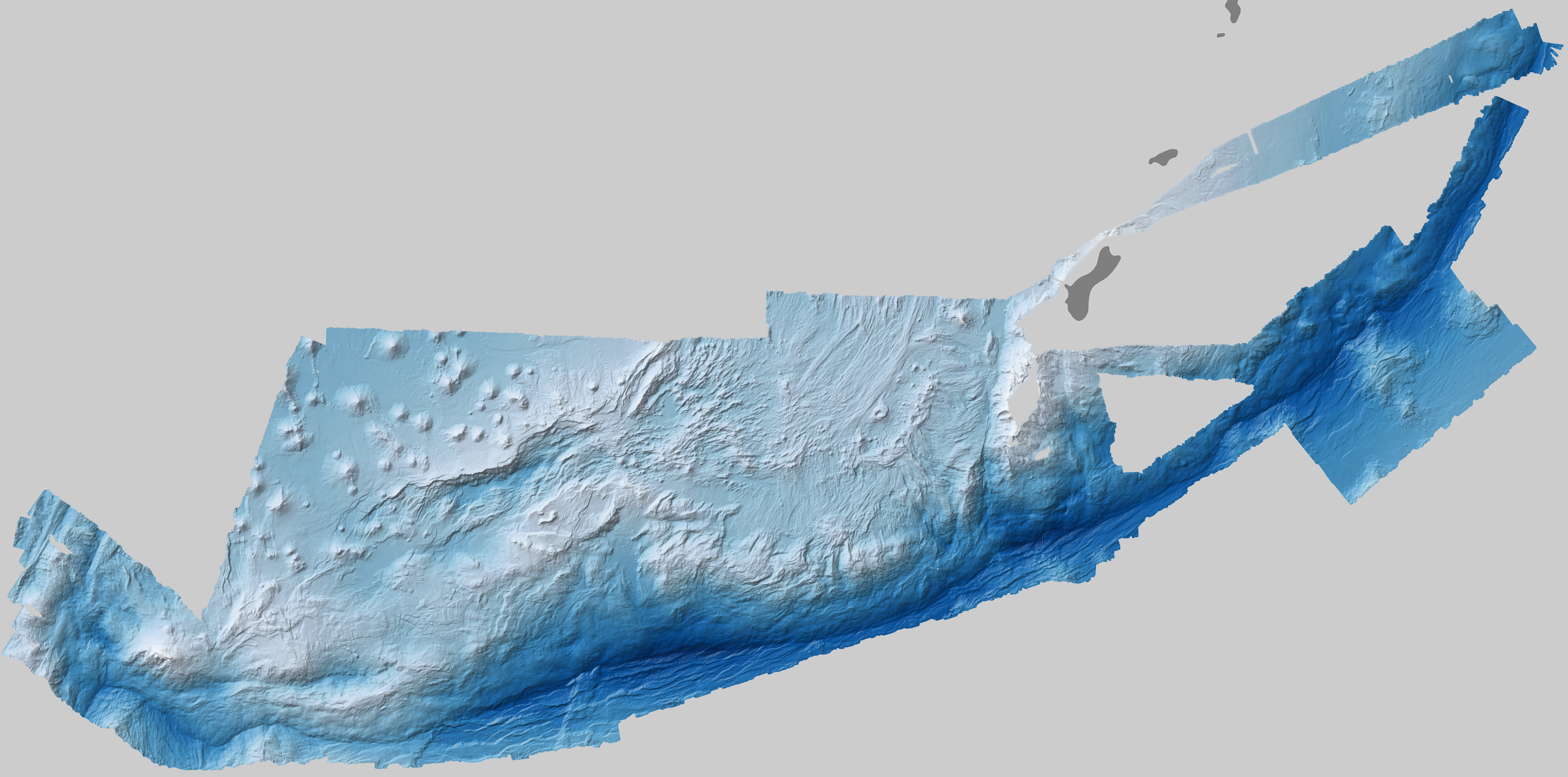 Bathymetric map of Mariana Trench produced by University of New Hampshire and NOAA showing deep western Pacific seafloor with Challenger Deep
