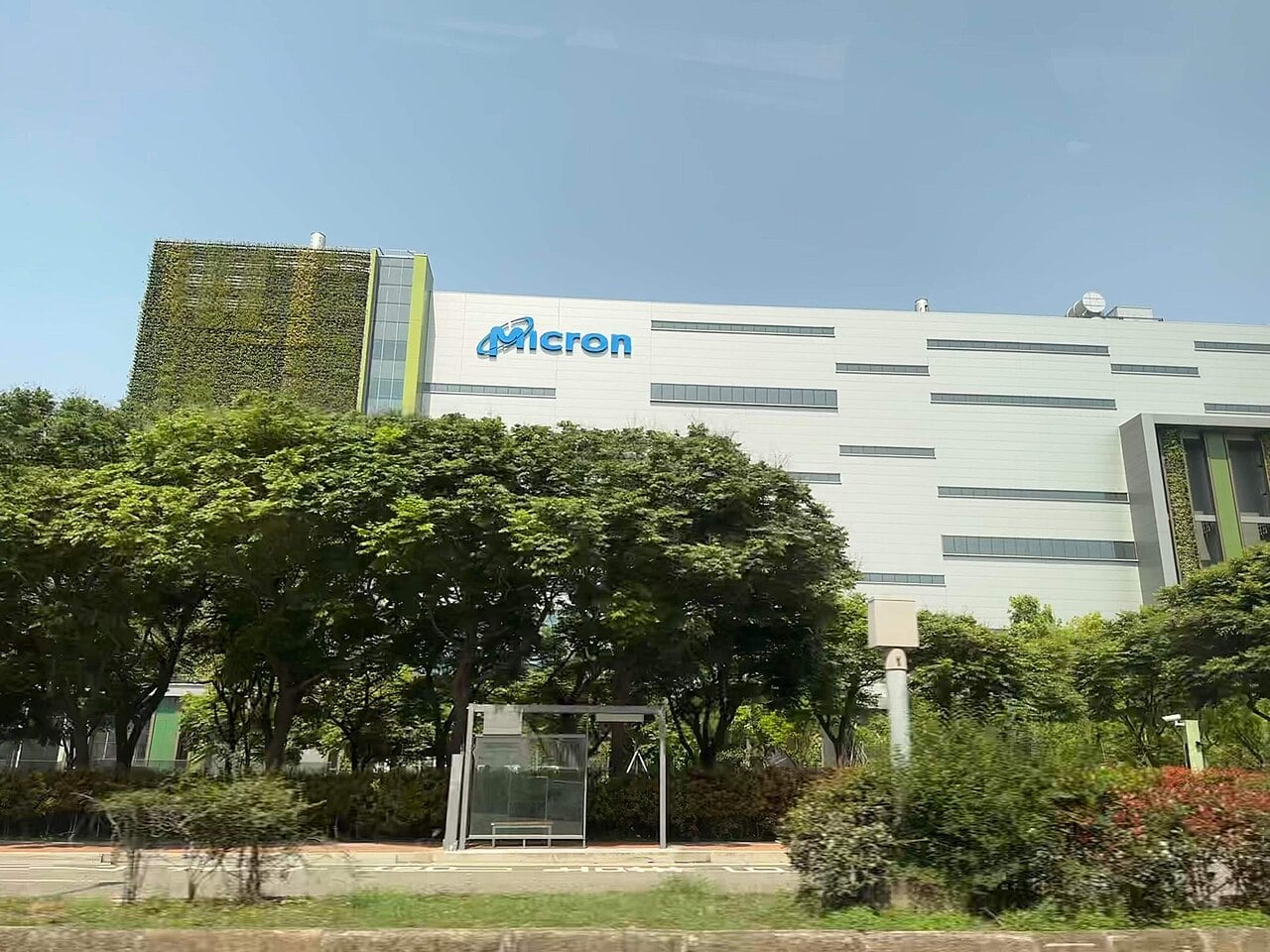 Micron Technology semiconductor fabrication facility in Taichung, Taiwan, where the company produces DRAM and high-bandwidth memory chips for AI applications