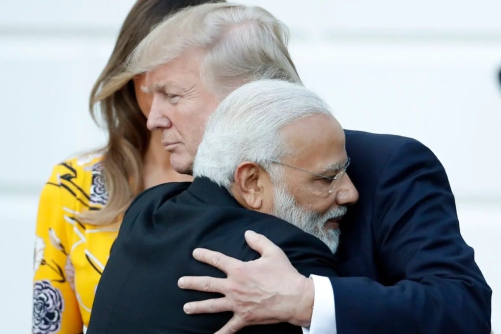 Indian Prime Minister Narendra Modi embraces US President Donald Trump at the White House in 2017 during a warmer period in bilateral relations