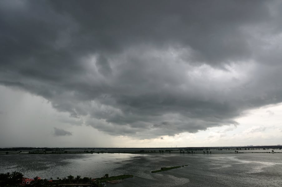 Dark monsoon clouds building in the sky