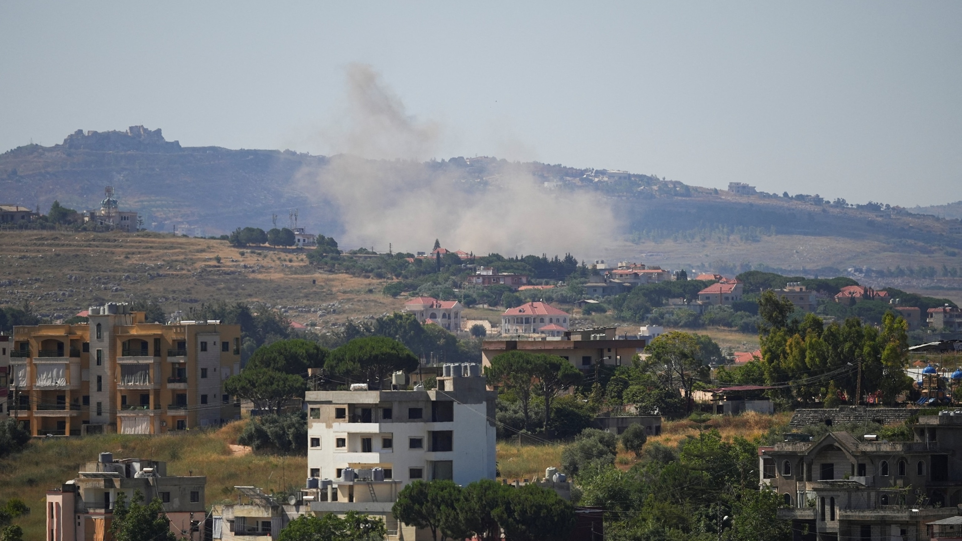 Smoke rises from an Israeli strike on Nabatieh Lebanon on June 15 2026 the same day Trump announced a ceasefire MOU