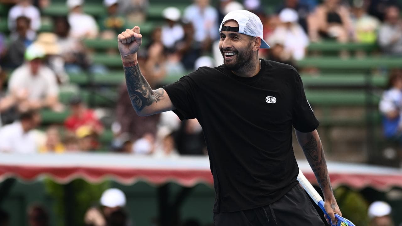Nick Kyrgios on the grass court at the BOSS Open Stuttgart 2026