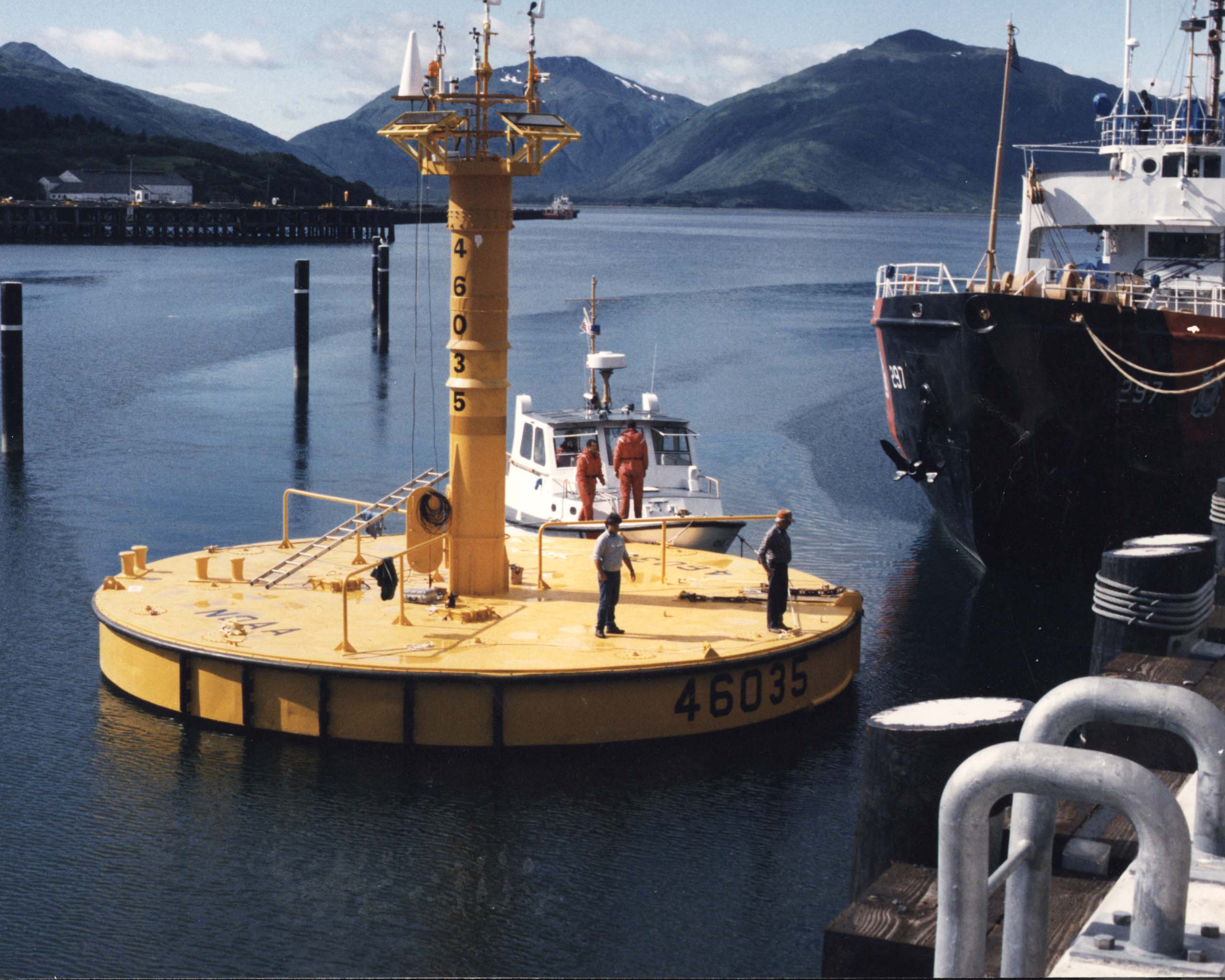 An ocean data buoy operated by NOAA's National Data Buoy Center, part of US ocean observing infrastructure