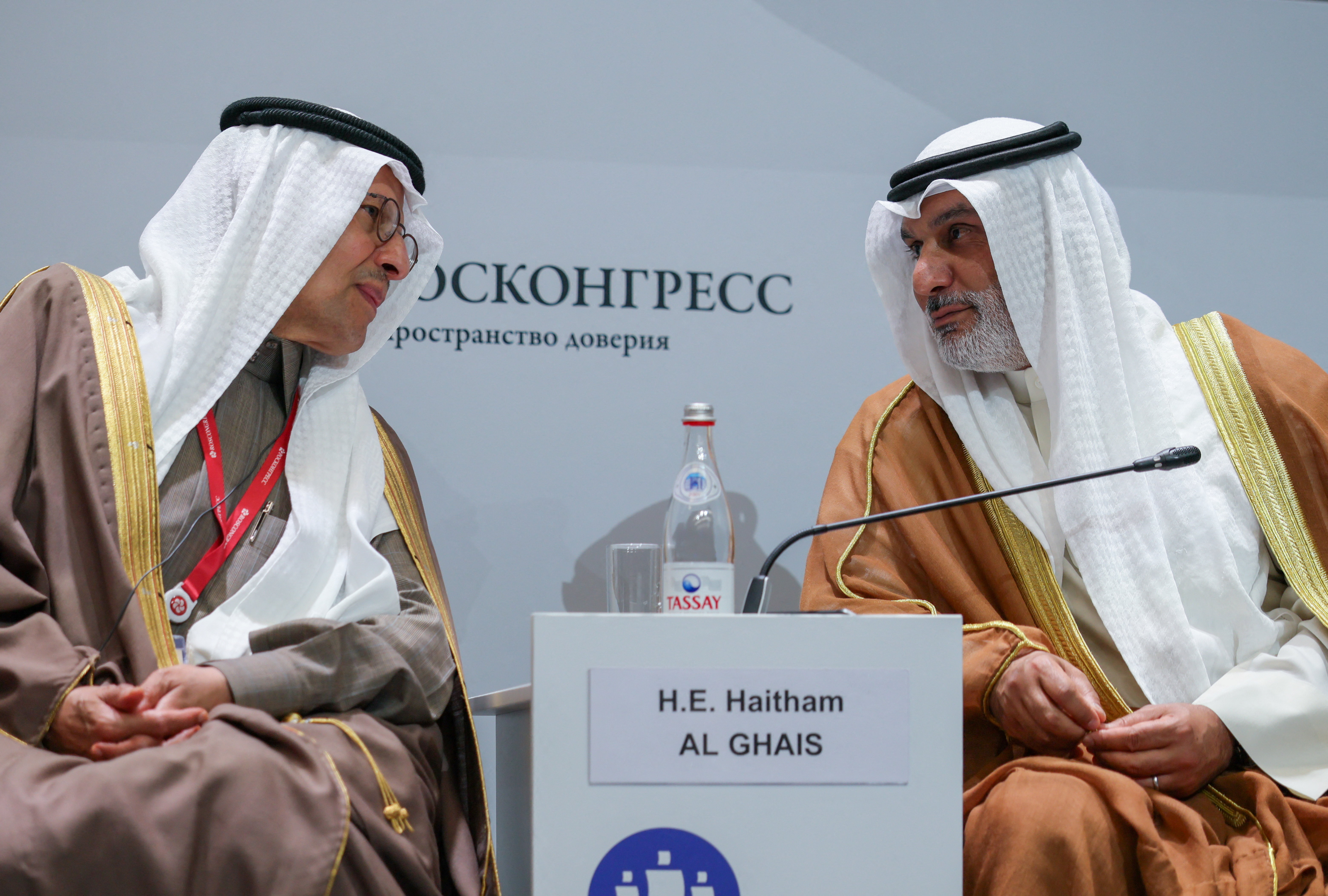 Saudi Energy Minister Prince Abdulaziz bin Salman and OPEC Secretary-General Haitham Al Ghais at SPIEF ahead of July 2026 output decision