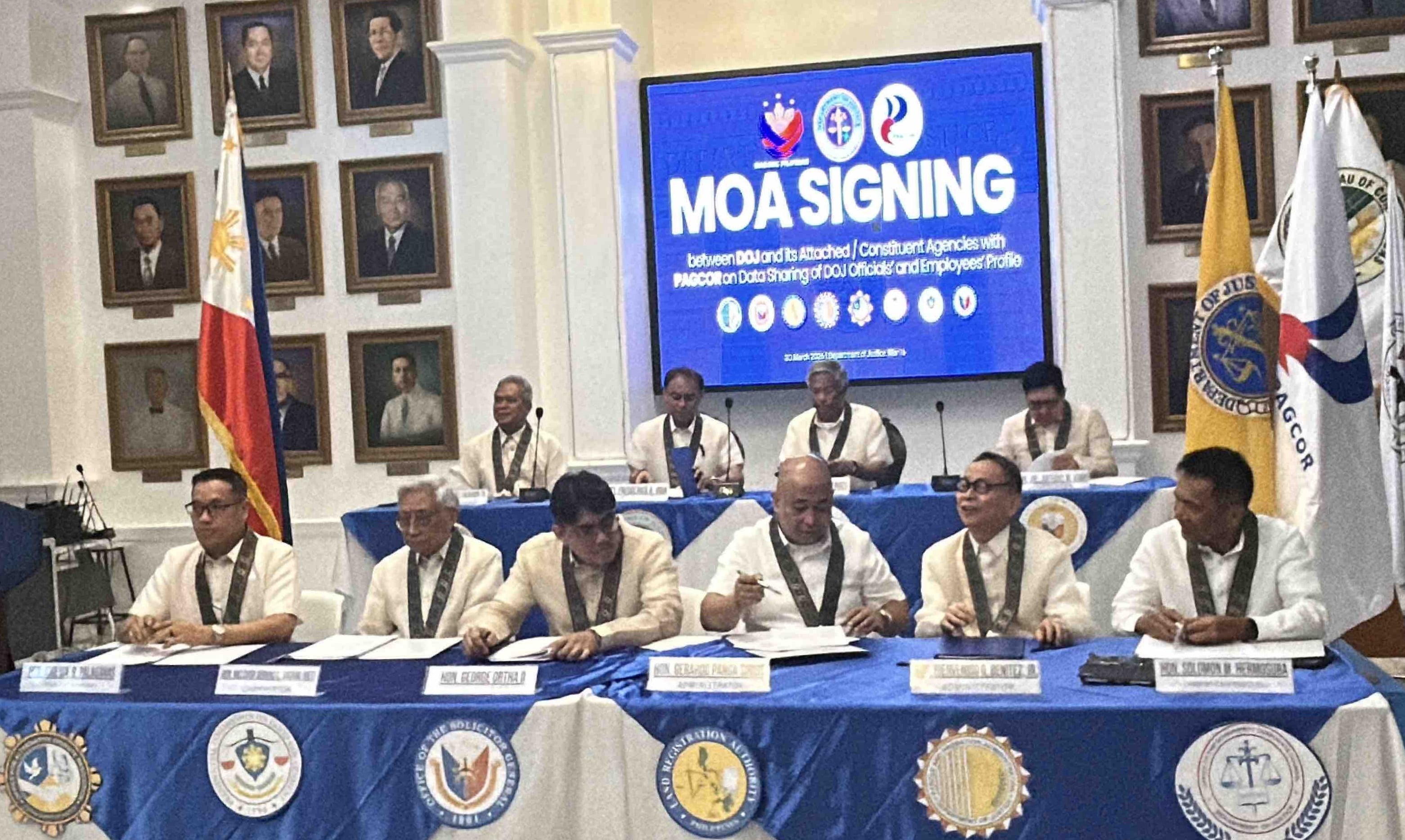 DOJ and PAGCOR officials sign memorandum of agreement to restrict government employees from casinos in the Philippines