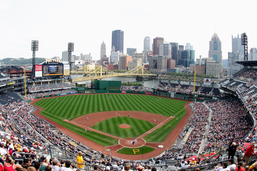 PNC Park in Pittsburgh, where Shohei Ohtani exited the Dodgers-Pirates game with left knee inflammation