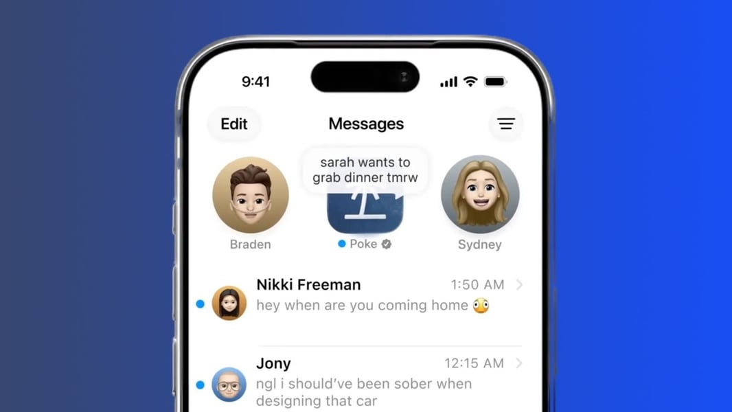 Poke AI assistant running as the first third-party AI agent inside Apple iMessage Messages for Business