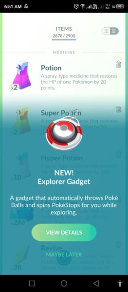 Pokémon GO Explorer Gadget daily limit screen during Scopely beta test
