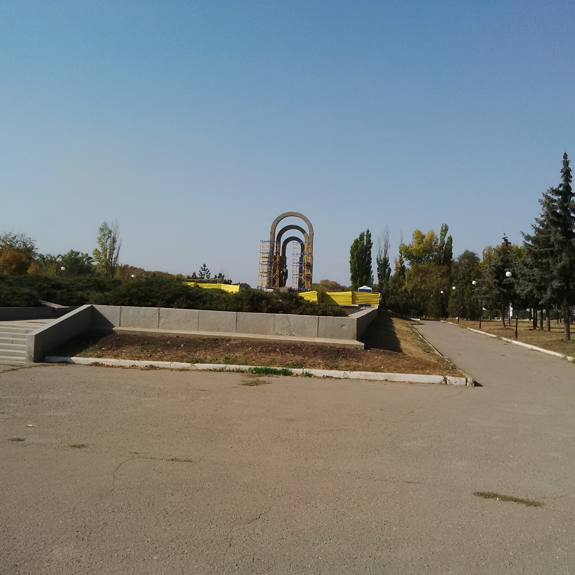 A war memorial on the southern edge of Pokrovsk, the Donetsk region town at the center of Russia's offensive
