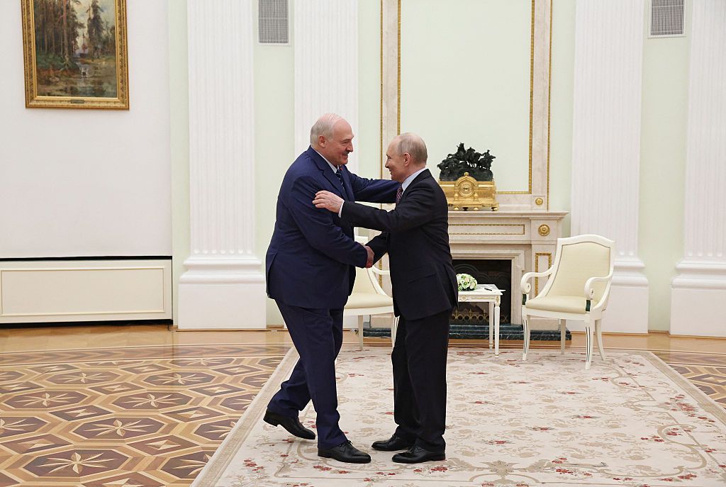 Russian President Putin welcomes Belarusian President Lukashenko during meeting at the Kremlin May 2026