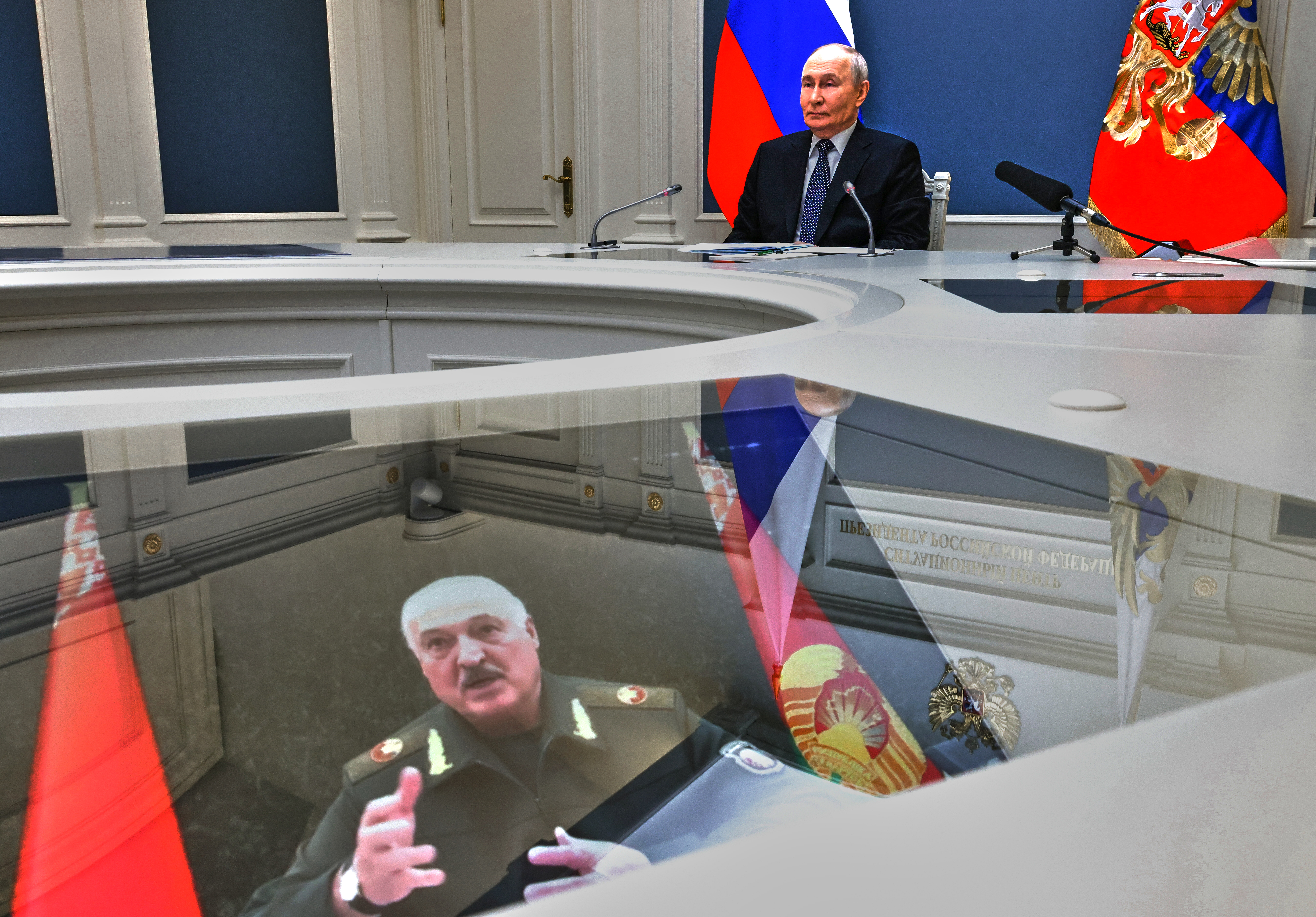 Putin and Lukashenko oversee joint Russia-Belarus nuclear drills via video conference in May 2026