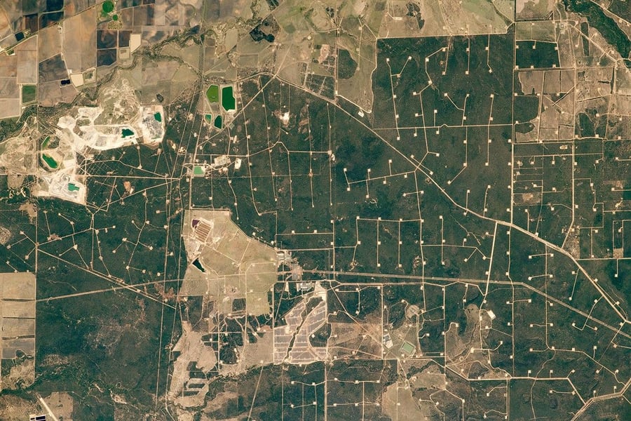 NASA ISS astronaut photograph of coal mining operations in the Surat Basin Queensland Australia