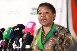 Minister Khumbudzo Ntshavheni at the Cabinet briefing on South Africa immigration policy June 2026