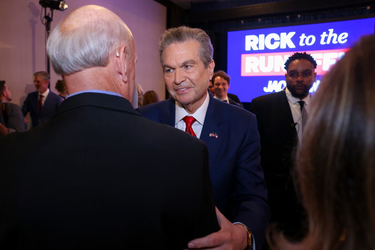 Rick Jackson greets supporters at his election night party after the Georgia GOP governor primary