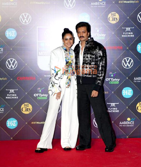 Actor Riteish Deshmukh with Genelia D'Souza at an awards event