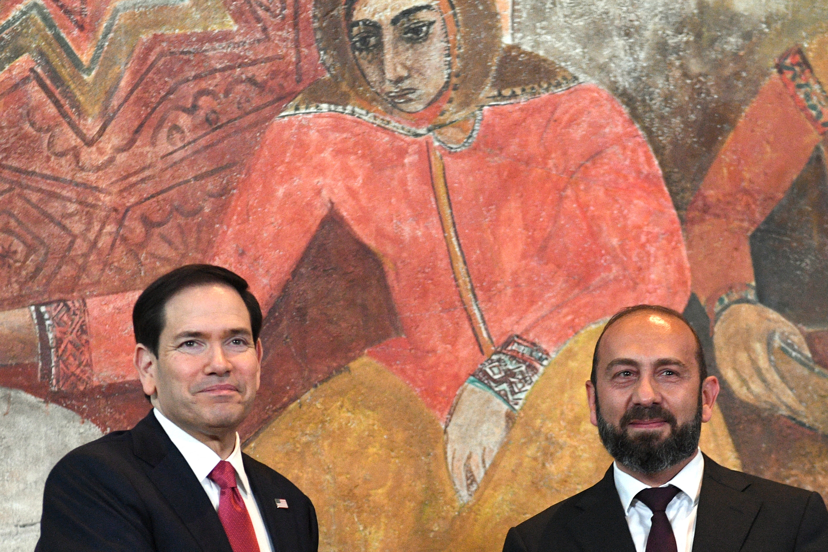 US Secretary of State Marco Rubio and Armenian Foreign Minister Ararat Mirzoyan at Yerevan airport TRIPP signing May 2026
