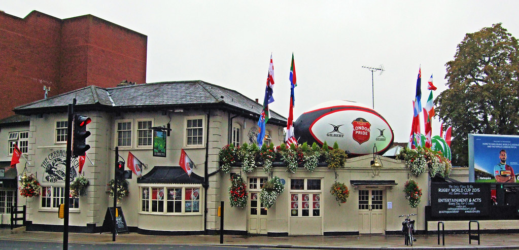 A giant rugby ball sculpture, illustrating a rugby union story