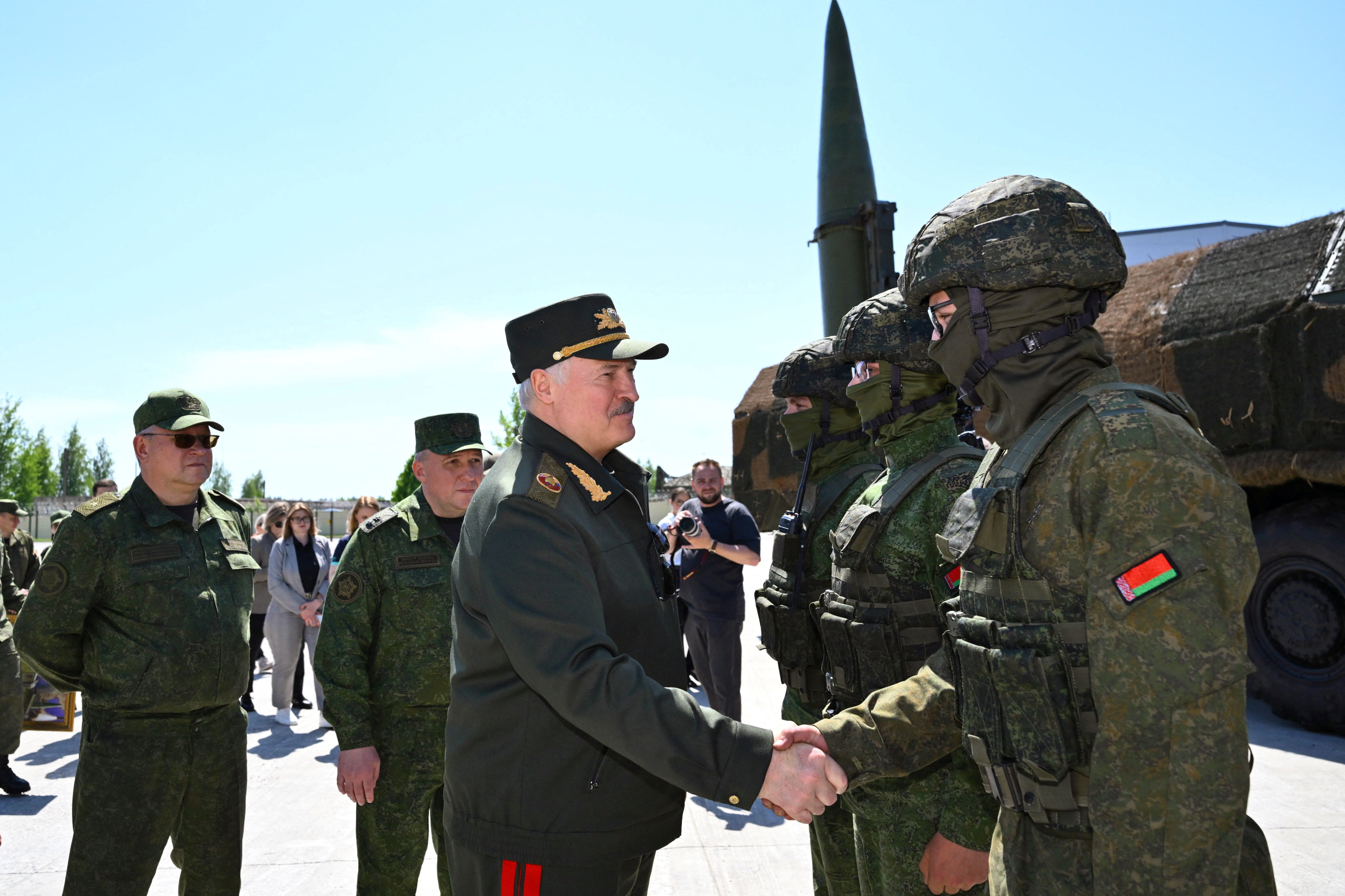 Russian Iskander-M missile launcher during nuclear forces exercises in Belarus May 2026