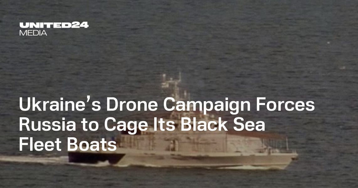 Russian Project 21980 Grachonok patrol boat fitted with anti-drone netting in the Black Sea May 2026