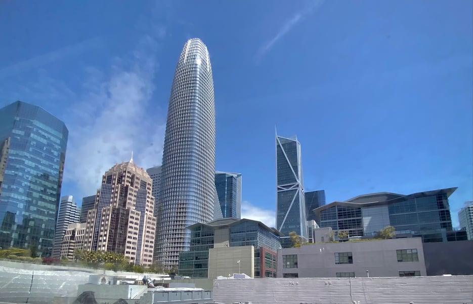 Salesforce Tower in San Francisco, headquarters of the company whose latest layoffs reach its Agentforce AI teams