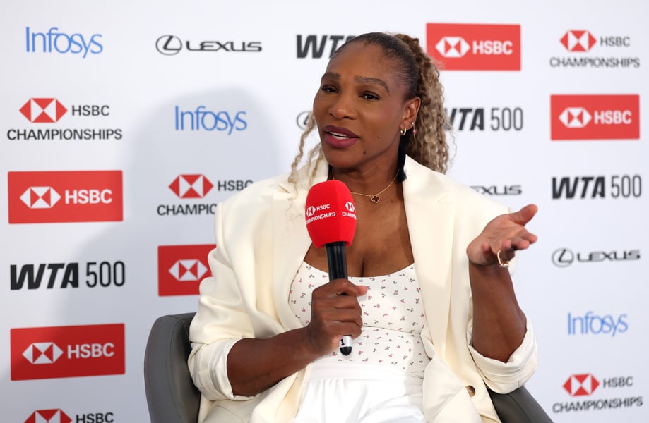 Serena Williams at Queen's Club press conference ahead of her 2026 doubles comeback