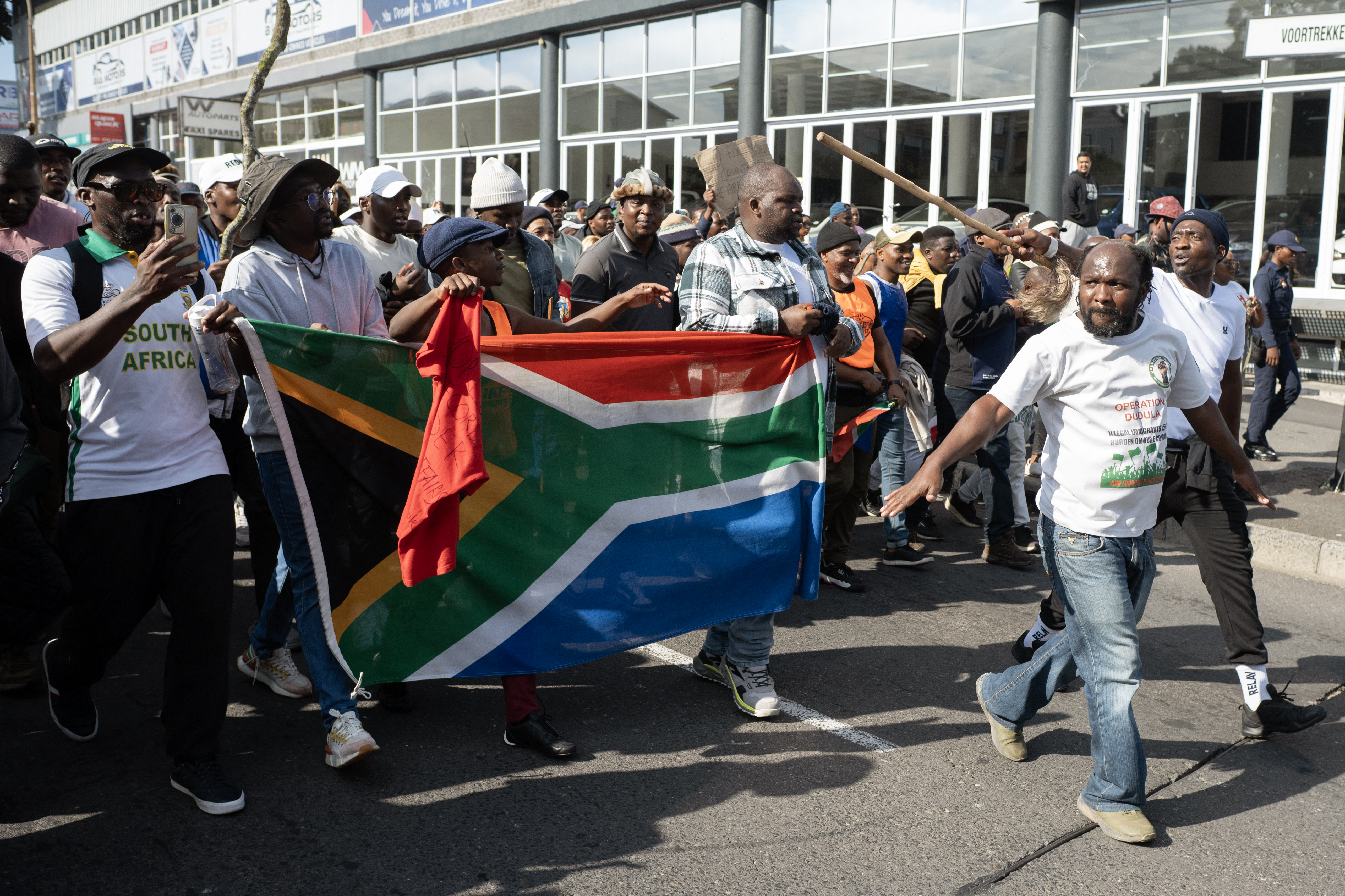 Demonstrators march against undocumented migrants in Cape Town South Africa May 2026