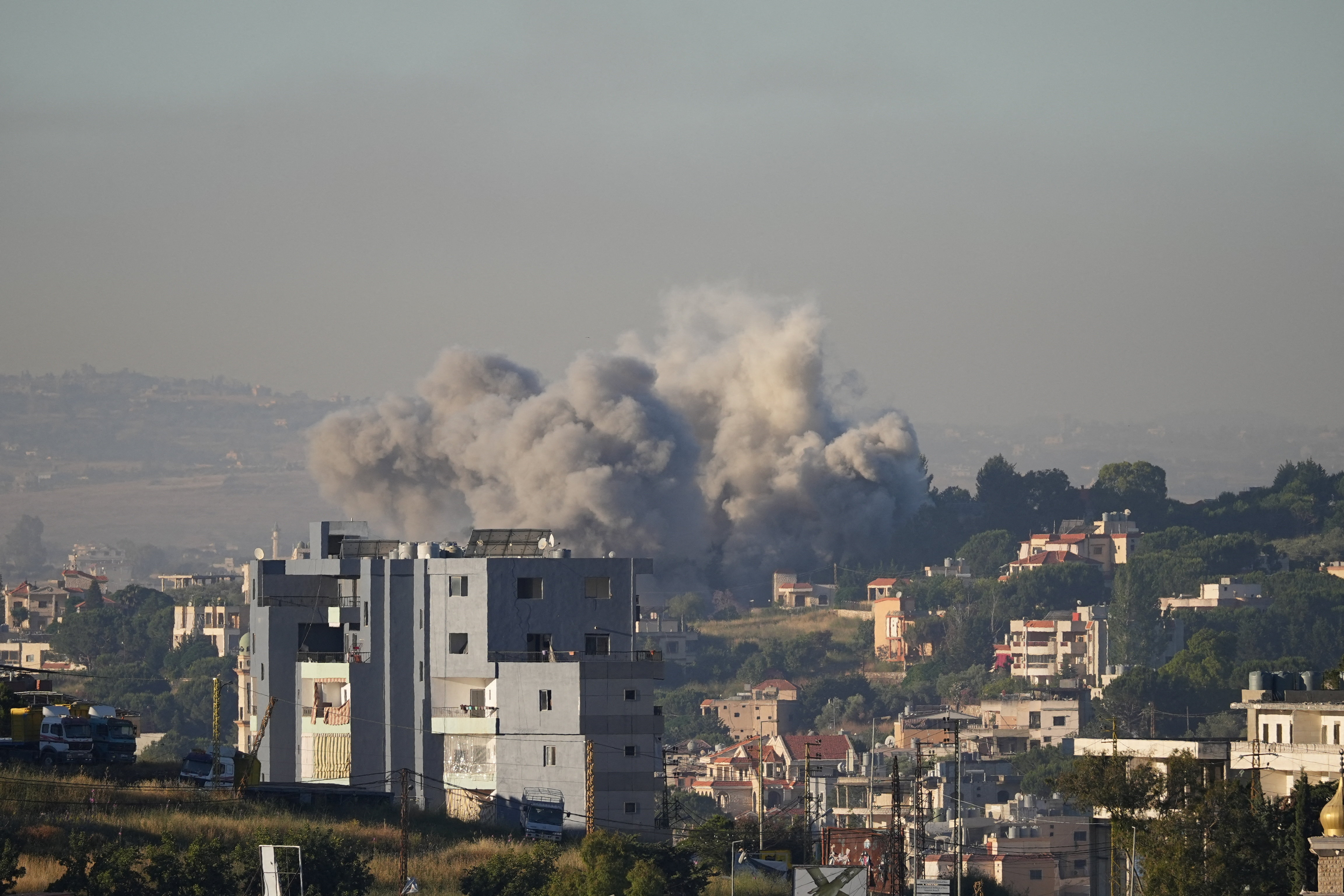 Smoke billows over southern Lebanon following Israeli strikes as ceasefire deal frays and Berri offers Hezbollah Litani withdrawal June 2026