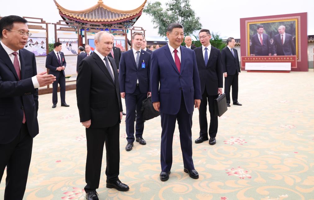 Russian President Vladimir Putin and Chinese Vice President Han Zheng at a joint event ahead of SPIEF 2026
