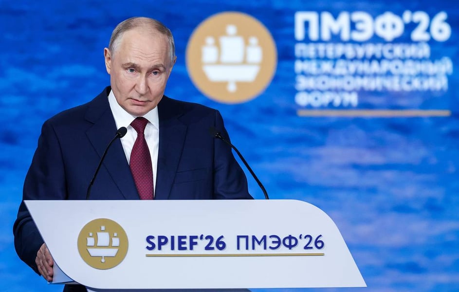 Vladimir Putin speaking at the SPIEF 2026 plenary session in St. Petersburg