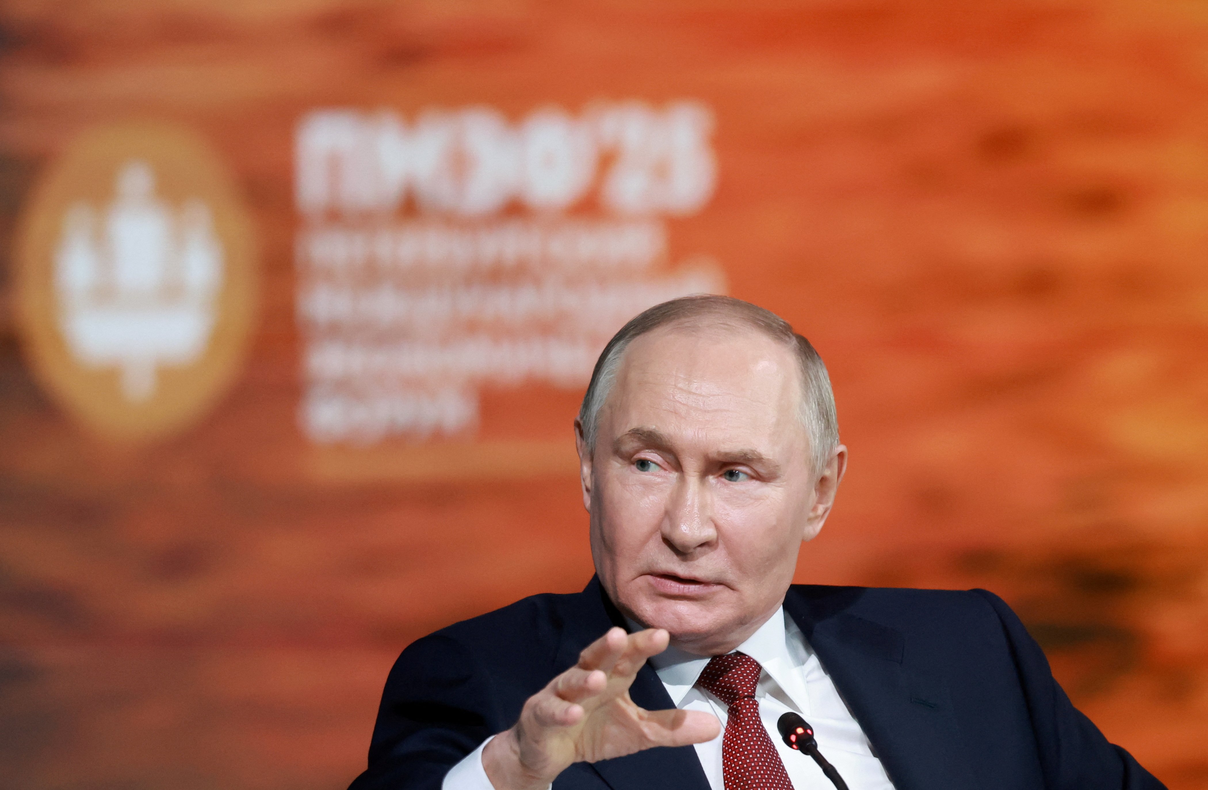 Vladimir Putin speaks at the St. Petersburg International Economic Forum SPIEF plenary session