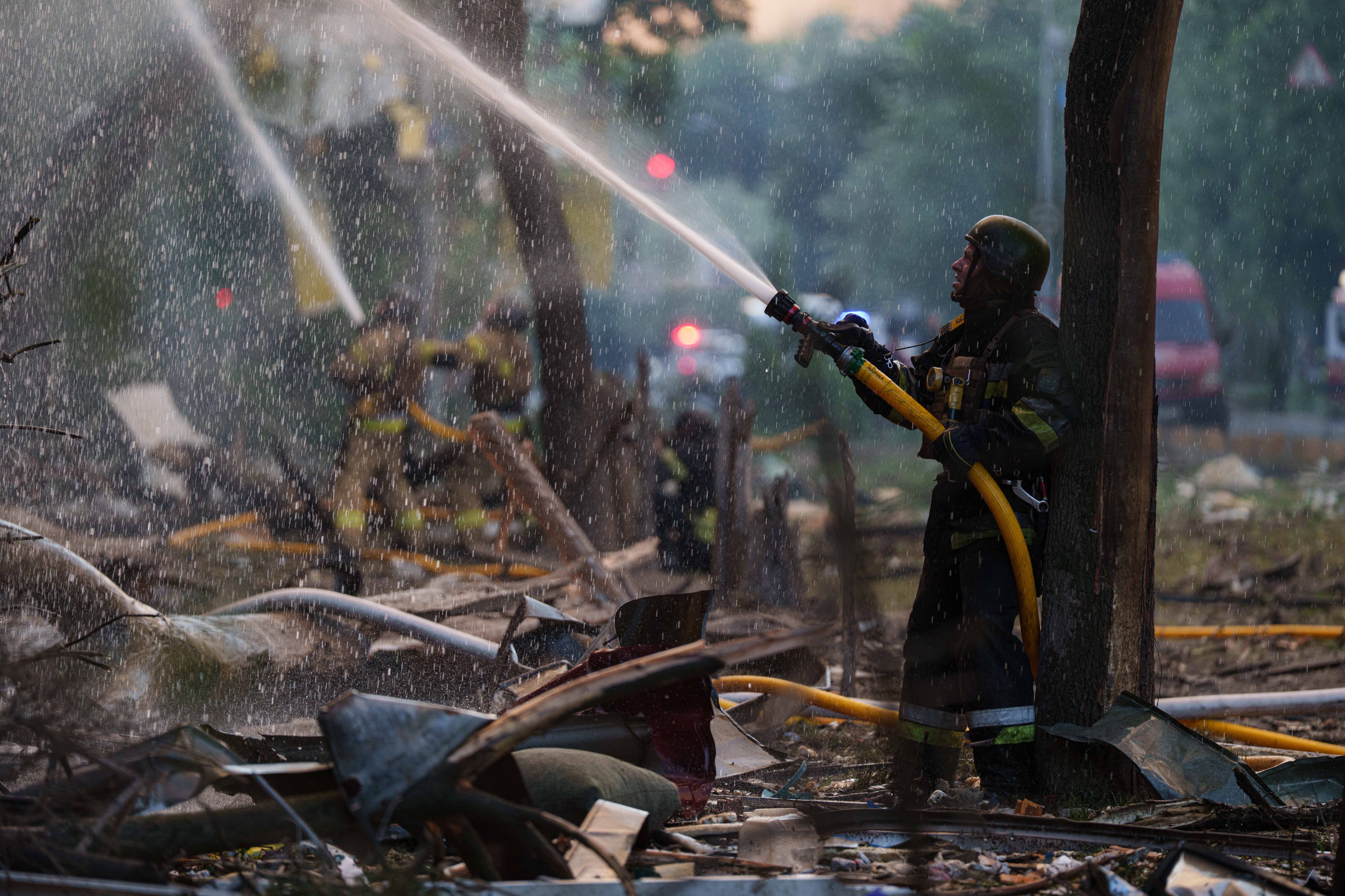 Damaged Starobelsk college dormitory after Ukrainian drone strike, May 22 2026