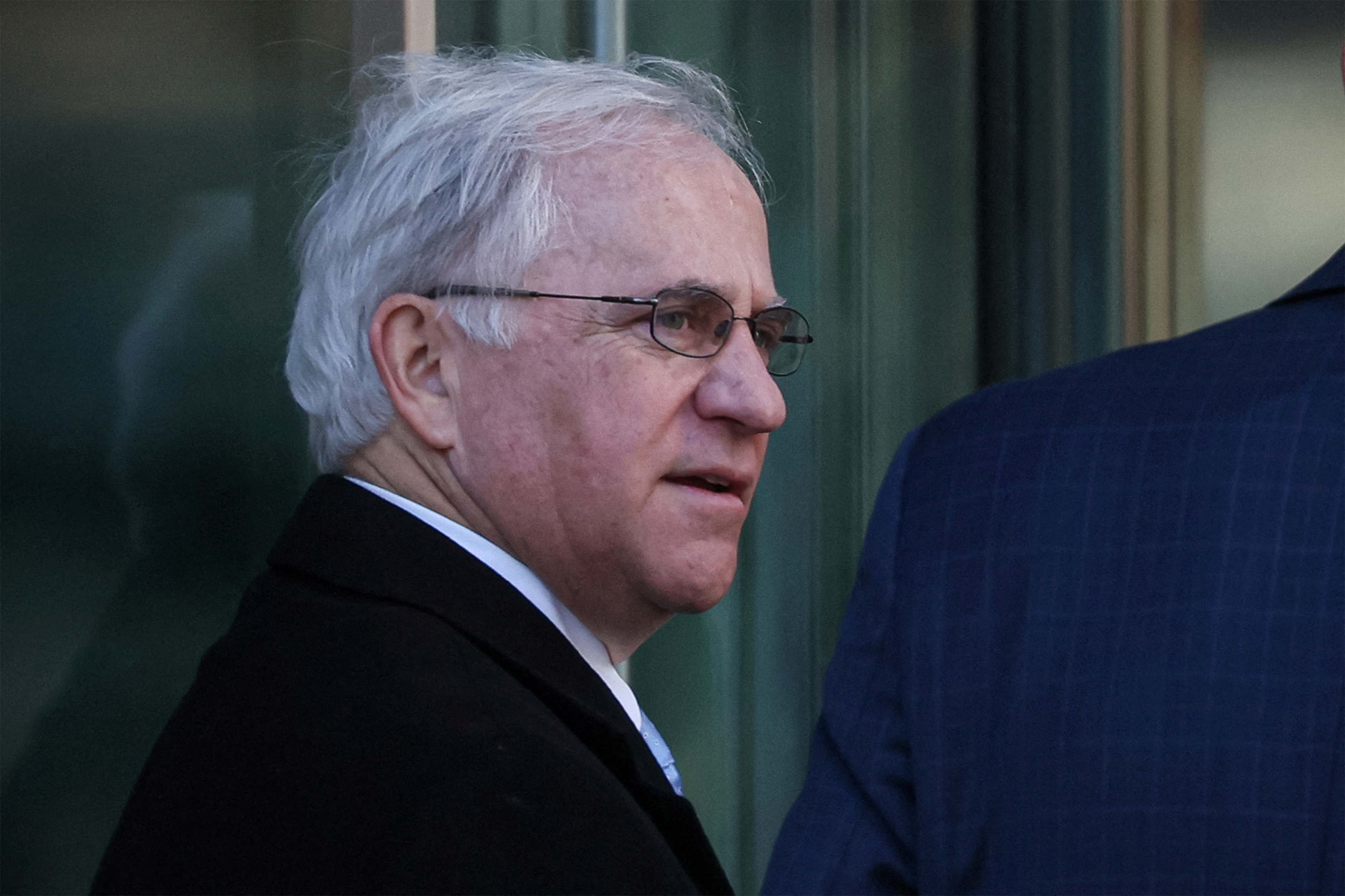 Former Republican congressman Stephen Buyer arrives for his insider trading trial at Manhattan federal court in 2023