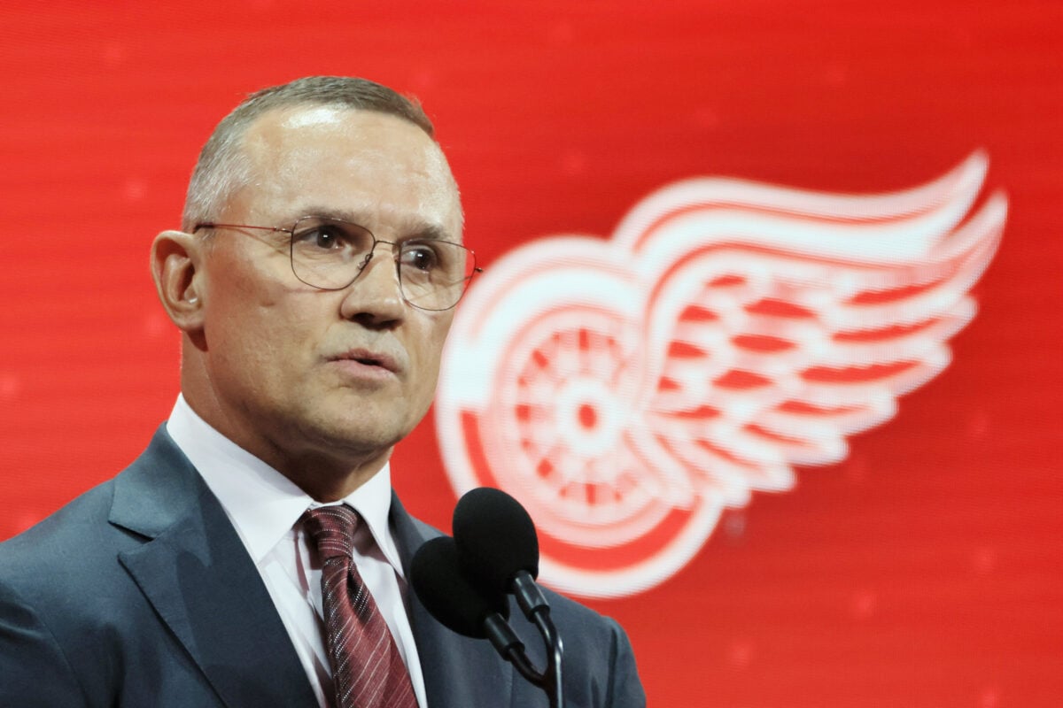 Steve Yzerman, Detroit Red Wings general manager, faces the Dylan Larkin trade deadline