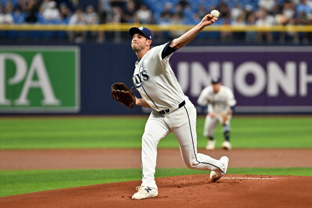 Steven Matz pitching for the Tampa Bay Rays before his demotion to the bullpen