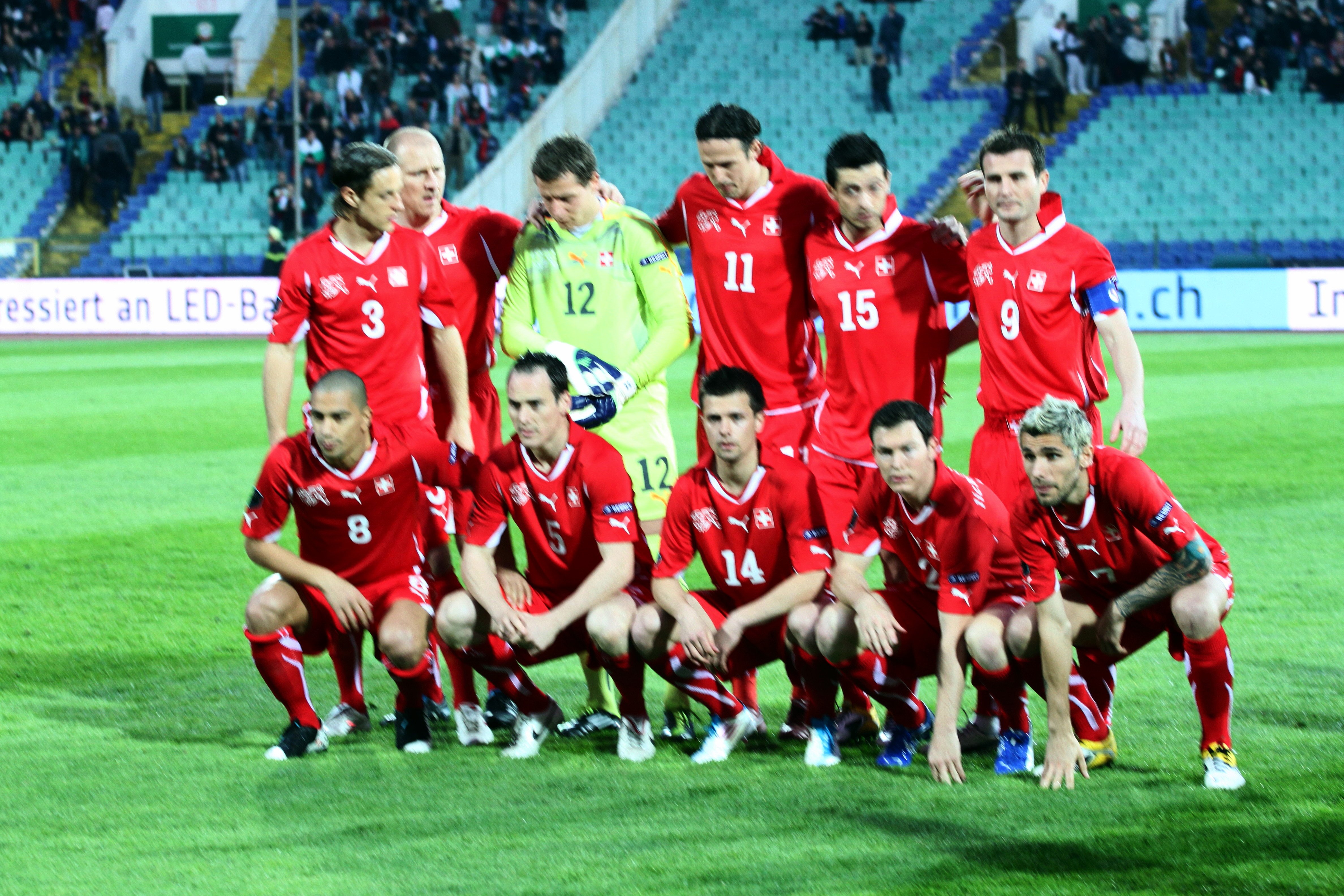 Switzerland national football team players training together