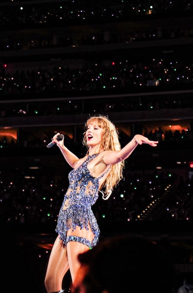 Taylor Swift performing during the Midnights Era set of The Eras Tour
