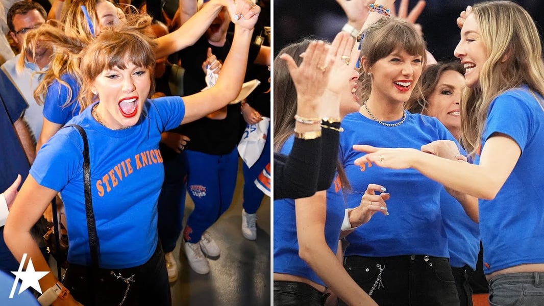 Taylor Swift celebrates after Knicks historic comeback win in NBA Finals Game 4 at MSG