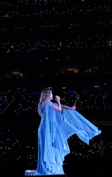 Taylor Swift, inducted into the Songwriters Hall of Fame as its youngest woman ever, performing on the Eras Tour in 2023