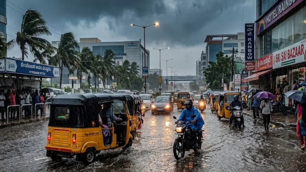 IMD weather alert map for Telangana showing yellow alert across southern districts in June 2026