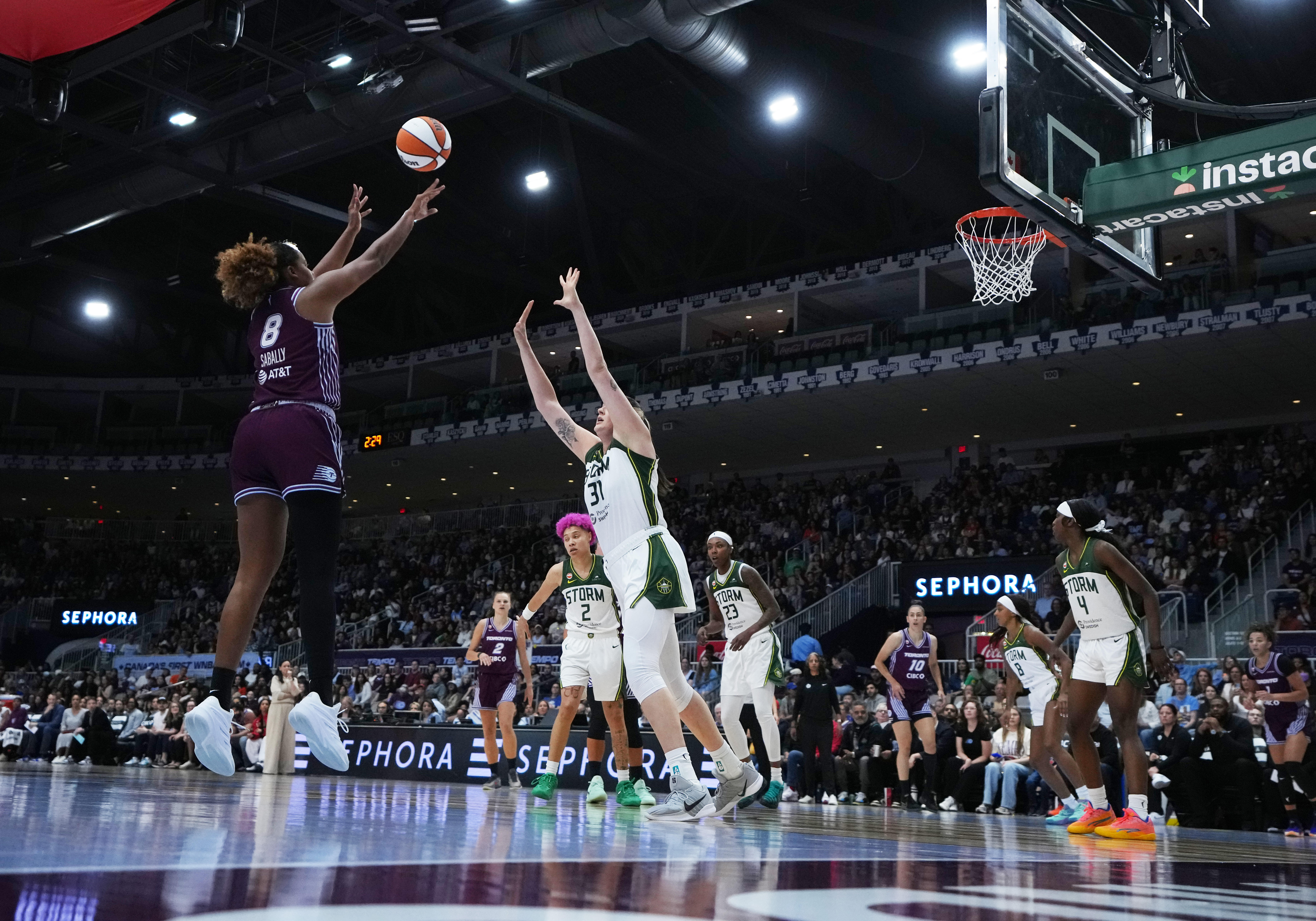 Toronto Tempo players at Coca-Cola Coliseum during WNBA 2026 season