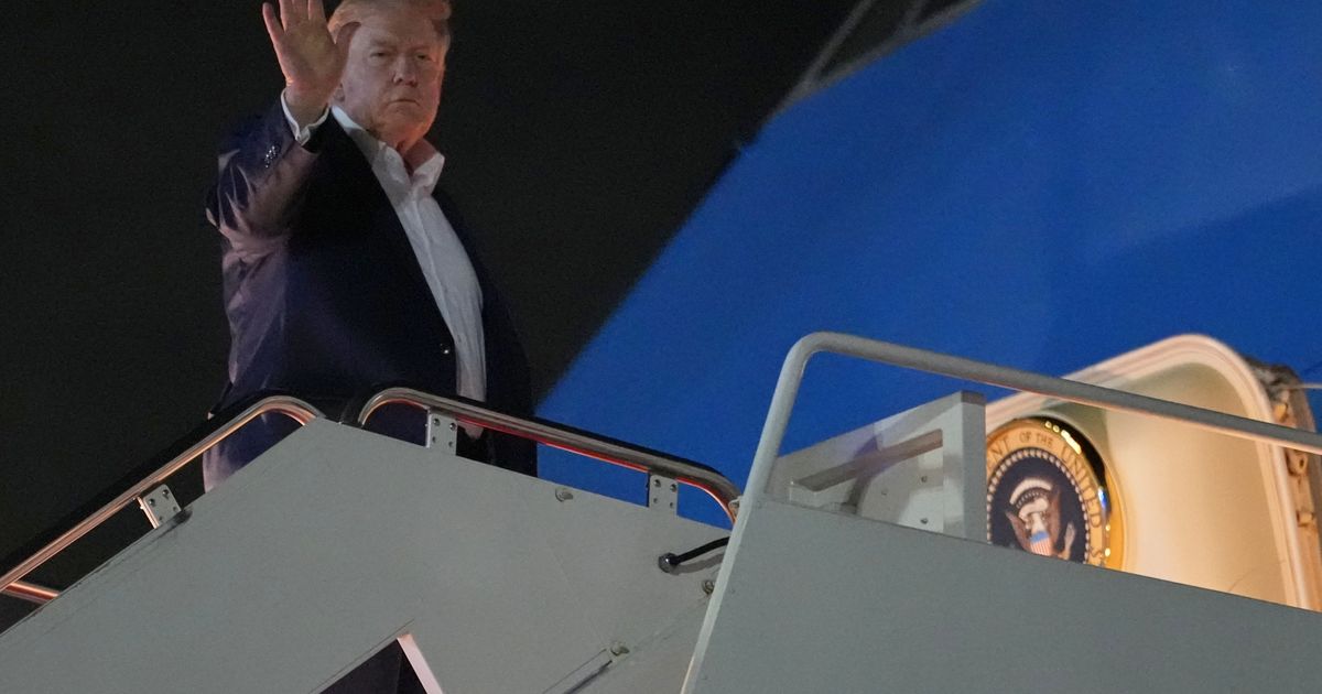 President Donald Trump boards Air Force One at Joint Base Andrews ahead of G7 summit in Evian-les-Bains France June 15 2026