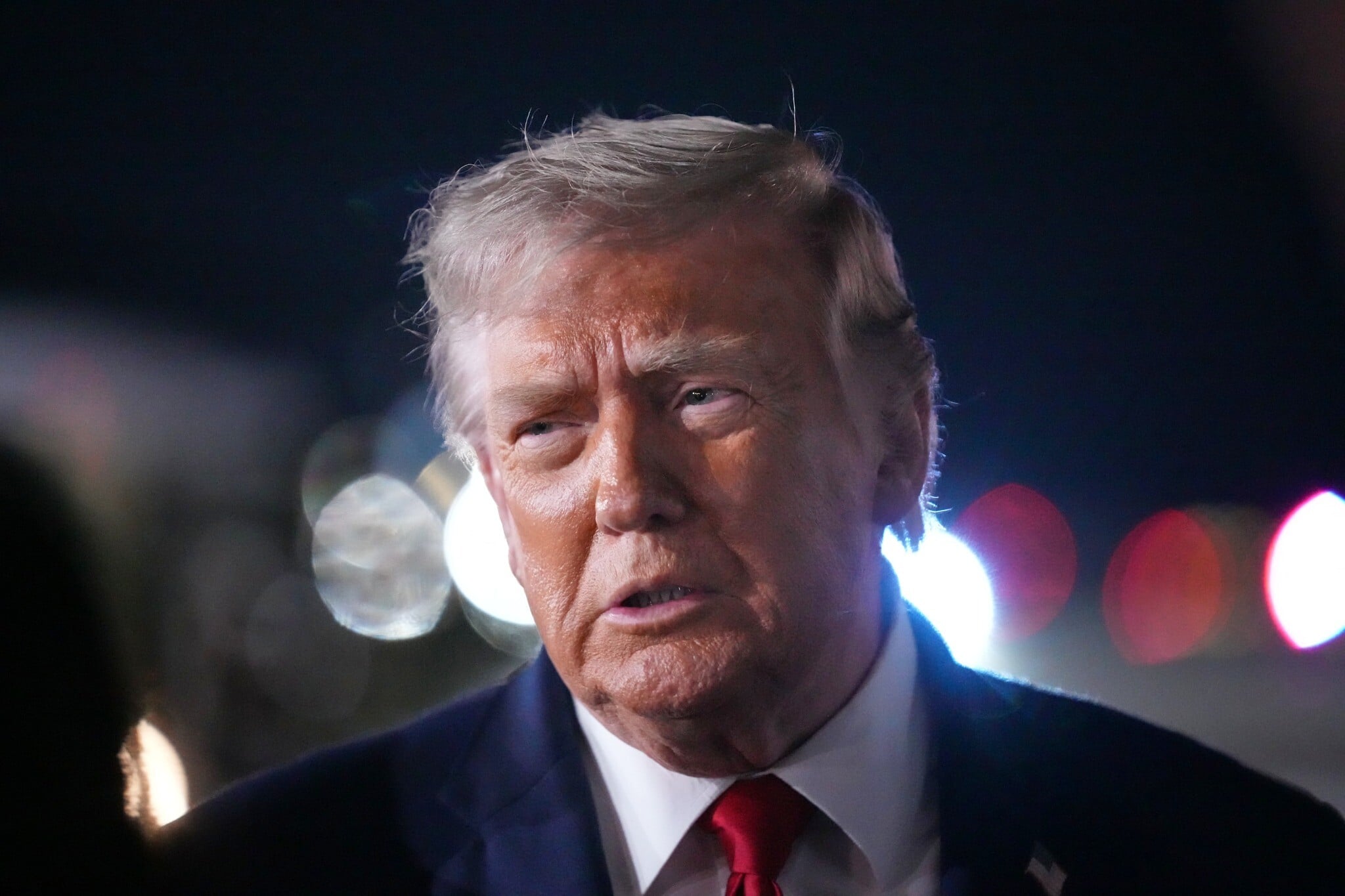 President Donald Trump speaks to reporters at JFK Airport before boarding Air Force One after confirming US Apache helicopter crash near Strait of Hormuz