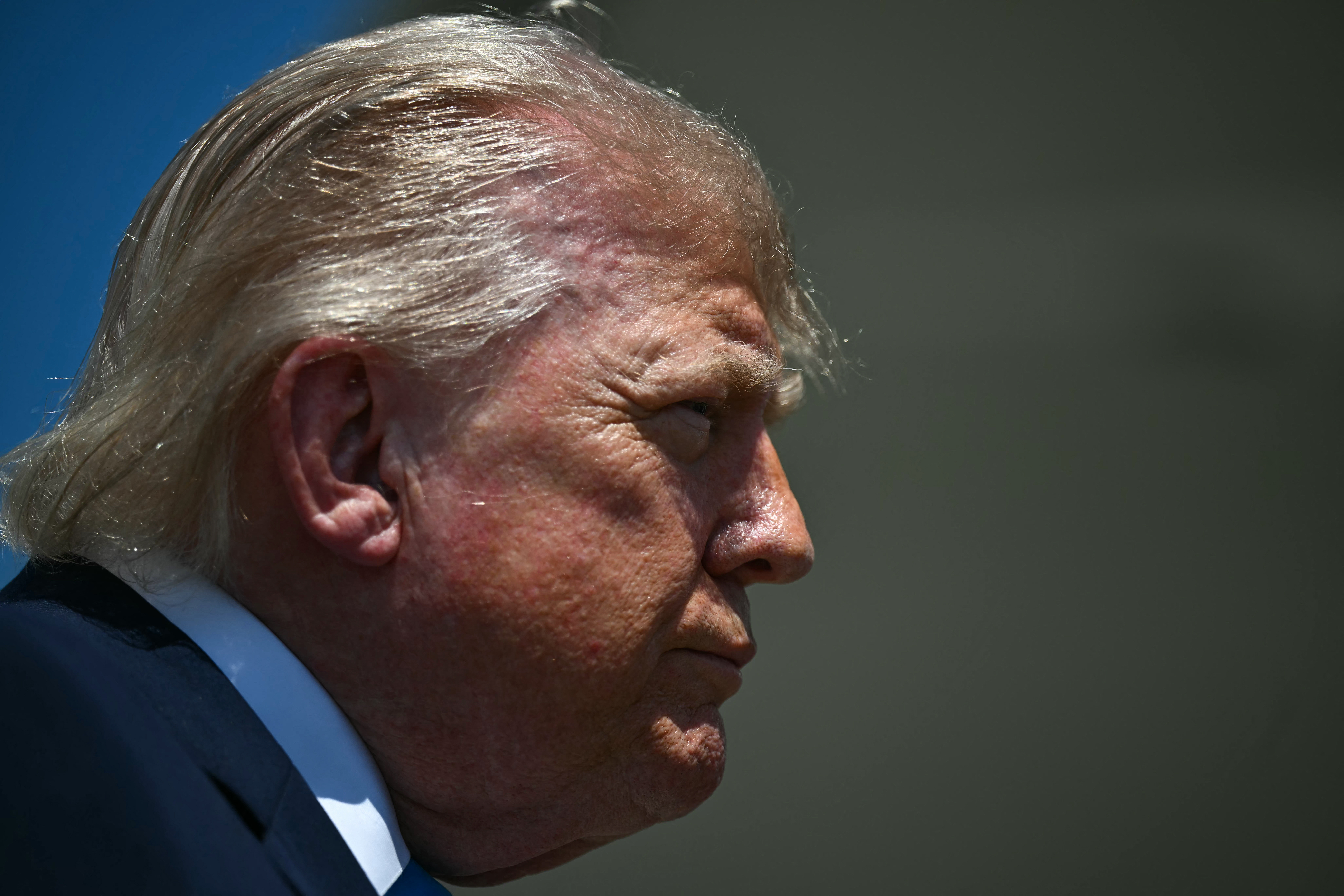 US President Donald Trump speaks to reporters