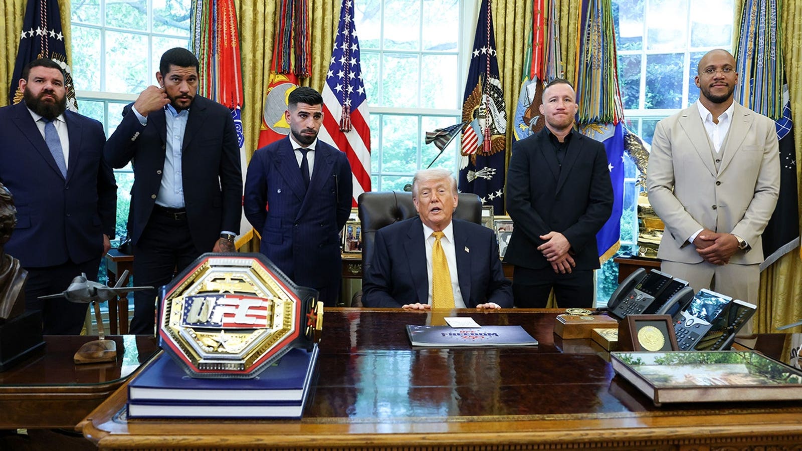 President Trump with UFC fighters in the Oval Office