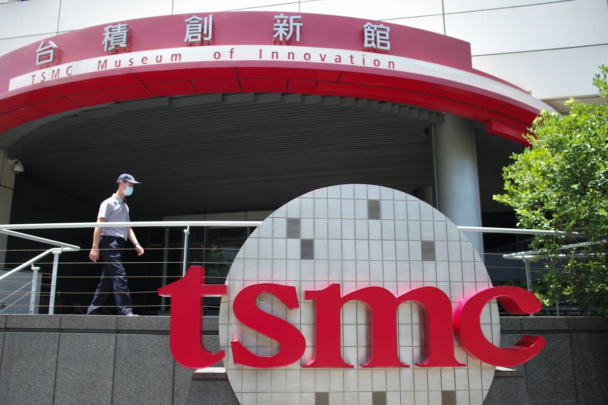 The interior of a TSMC semiconductor factory in Taiwan, the world's leading contract chipmaker