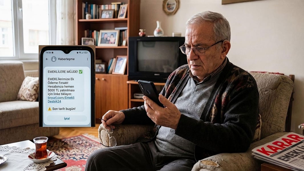 Fake e-Devlet government portal SMS phishing scam targeting Turkish pensioners