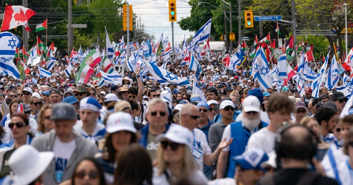 Tens of thousands of participants gather for the United Jewish Appeal Walk with Israel march in Toronto, North York, June 2026