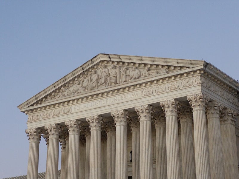 West pediment of the United States Supreme Court Building photographed in 2024