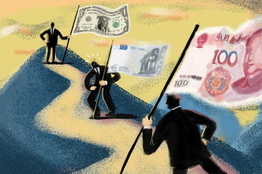 Yuan banknotes as the Chinese currency expands its share of global settlements through bilateral and tri-lateral frameworks